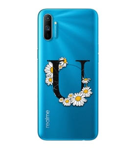 Papatya Harf Tasarım Süper Şeffaf Silikon Telefon Kılıfı Oppo Realmi C3 U-Harfi