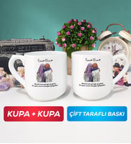 İkili Arkadaşa Hediye Yan Yana Kupa Bardak Oval