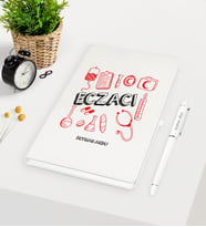 BK Gift Kişiye Özel Eczacı Beyaz Defter Kalem Seti - 2