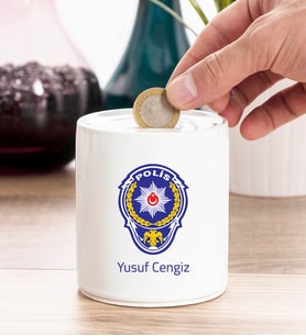 Polis Amblemli Kişiye Özel Kumbara