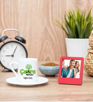 Çevre Mühendisi Türk Kahvesi Fincanı ve Kırmızı Mini Fotoğraf Çerçevesi