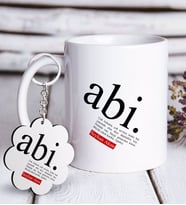 BK Gift Kişiye Özel Abi Anlamı Beyaz Kupa ve Anahtarlık Hediye Seti (Model 1)