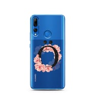 Pembe Çiçekli Harf Tasarım Süper Şeffaf Silikon Telefon Kılıfı Huawei Y9 Prime 2