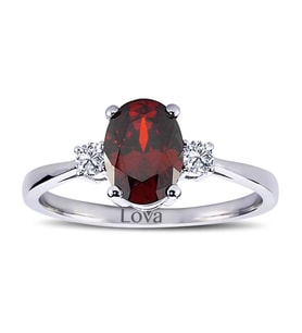 Lova Pırlantalı Oval Garnet Yüzük - 1020227
