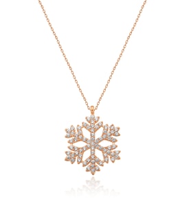 Papatya Silver Nano Zirkon Taşlı 925 Ayar Gümüş Kartanesi Kolye (Rose)