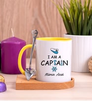 Kaptan Ahşap Altlıklı Sarı Kupa Bardak