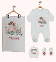 Pia Baby Gl 1949-03 İsme Özel Battaniyeli Tulum Set