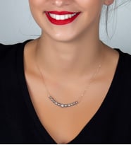 Gümüş Elmas Kesim Zirkon Taşlı Gerdanlık Stil Kolye (Rose)