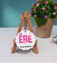 Ebe Tasarımlı Kişiye Özel Hediye Ebe Ahşap Anahtarlık