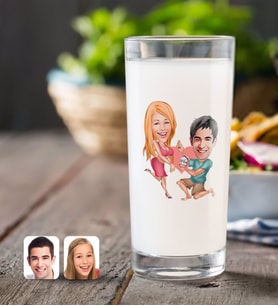 BK Gift Kişiye Özel Sevgililer Karikatürlü Rakı Bardağı-19 (Beyaz)