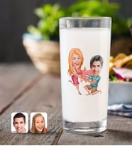 BK Gift Kişiye Özel Sevgililer Karikatürlü Rakı Bardağı-19 (Beyaz)