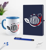 BK Gift Kişiye Özel Doktor Temalı Lacivert Defter Kalem Kupa Seti - 10 (Model 1)