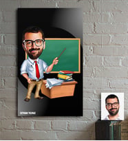 BK Gift Kişiye Özel Bay Öğretmen Karikatür Ahşap Tablo - 1