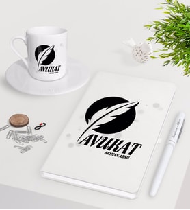BK Gift Kişiye Özel Avukat Beyaz Defter Kalem Türk Kahvesi Fincanı Seti-12 (Model 1)