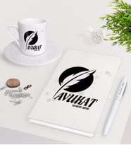 BK Gift Kişiye Özel Avukat Beyaz Defter Kalem Türk Kahvesi Fincanı Seti-12 (Model 1)