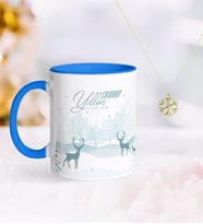BK Gift Kişiye Özel Yılbaşı Mutlu Yıllar Mavi Kupa ve Kar Tanesi Kolye-20 (Model 1)