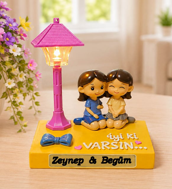 Kişiye Özel İyi Ki Varsın Arkadaşa Hediye Biblolu Masa Lambası