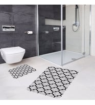 Banyo Halısı Ikili Klozet Takımı Kaymaz Tabanlı Banyo Paspas Takımı (Gri)