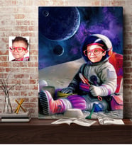 BK Gift Kişiye Özel Astronot Erkek Çocuk Karikatürlü Kanvas Tablo 50x70cm-1