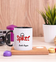 Spiker Ahşap Altlıklı Mumlu Siyah Kupa Bardak