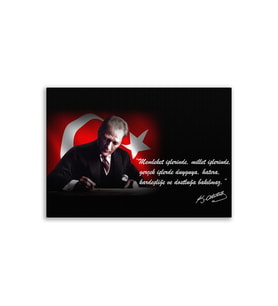 Atatürk Resimli Deri Üzerine Kanvas Tablo 80x130