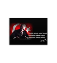 Atatürk Resimli Deri Üzerine Kanvas Tablo 80x130