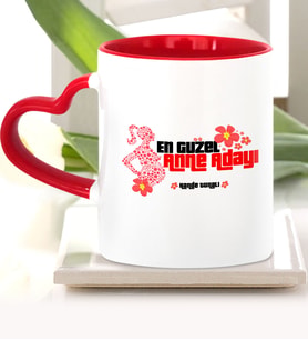 BK Gift Kişiye Özel En Güzel Anne Adayı Kırmızı Kalpli Kupa Bardak  3