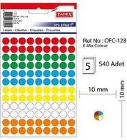 EV-OFİS NOKTA ETİKET 10MM 6 RENK 540 ETİKET