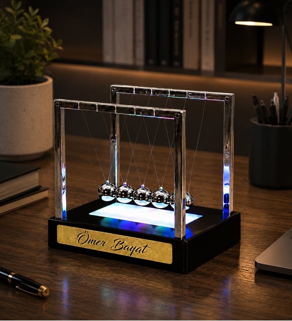 Kişiye Özel İsimli Işıklı Newton Denge Topları Premium Hediye