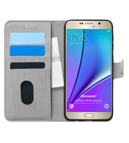 Microsonic Samsung Galaxy Note 5 Kılıf Fabric Book Wallet Gri