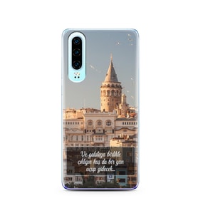 Galata Tasarımlı Süper Şeffaf Silikon Telefon Kılıfı Huawei P30  