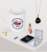 BK Gift Kişiye Özel Canım Annem Kupa Ayna ve Siyah Mineli Kolye Seti-10 (Model 1)