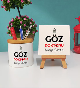 Göz Doktoru Kalemlik ve Dekoratif Taş Baskı Seti