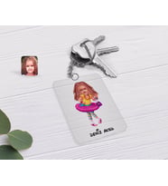 BK Gift Kişiye Özel Kız Çocuk Karikatürlü Şeffaf Pleksi Anahtarlık-11 (Beyaz)