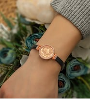 Papatya Silver Deri Kordonlu Zirkon Halka Osmanlı Tuğralı Bileklik Rose Altın Kaplama