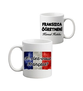 Öğretmenler Günü Hediyesi - Fransızca Öğretmeni İsimli Kupa Bardak