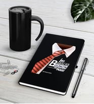 BK Gift Kişiye Özel İlk Babalar Günün Kutlu Olsun Siyah Defter Kalem Termos Mug Seti-4 (Model 1)