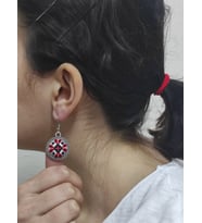 Motif İşlemeli Kanaviçe Küpe