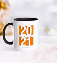 BK Gift Kişiye Özel 2024 Mutlu Yıllar Siyah Kupa ve Kar Tanesi Kolye-7 (Model 1)