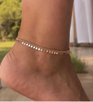 Papatya Silver 925 Ayar Rose Altın Kaplama Zincirli Pul Gümüş Halhal