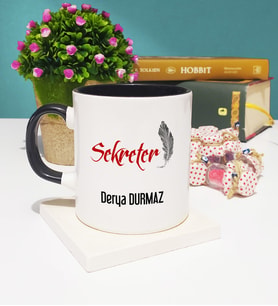 Sekreter Tasarımlı Kişiye Özel Sekreter Kupa Bardak Siyah