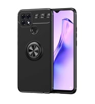 Oppo A15S Kılıf Zore Ravel Yüzüklü Silikon Kılıf (Siyah)