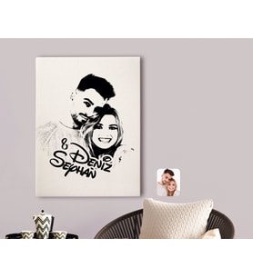 BK Gift Kişiye Özel İsimli Sevgililer Silüet Kanvas Tablo 70x100cm-1B