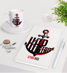 BK Gift Kişiye Özel Kaptan Beyaz Defter Kalem Türk Kahvesi Fincanı Seti-3 (Model 1)