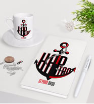 BK Gift Kişiye Özel Kaptan Beyaz Defter Kalem Türk Kahvesi Fincanı Seti-3 (Model 1)
