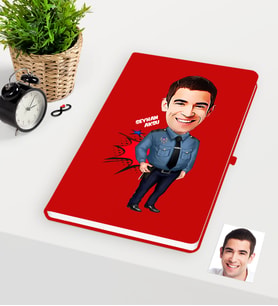 BK Gift Kişiye Özel Bay Polis Karikatürlü Kırmızı Defter - 3