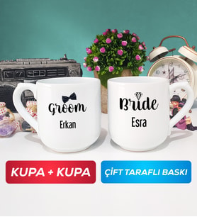 İkili Damat Kupa Bardak Oval