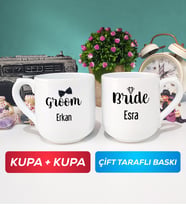 İkili Damat Kupa Bardak Oval