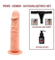 LilituShop 20 cm Belden Bağlamalı Realistik Vantuzlu Dildo Penis Set