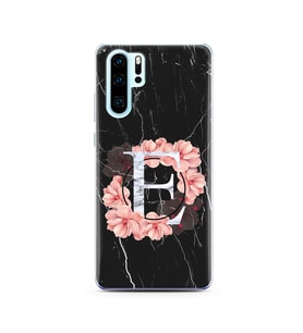 Mermer Çiçekli Harf Tasarım Süper Şeffaf Silikon Telefon Kılıfı Huawei P30 Pro E